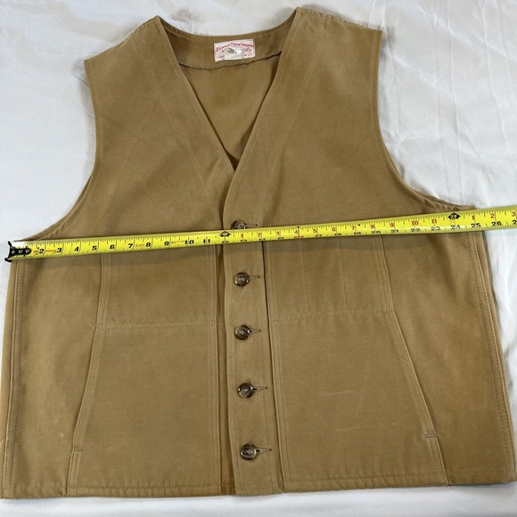 Filson Moleskin Cruiser Vest Style 820 Tan Cotton Field Men's Size 50 Made USA - Picture 4 of 8
